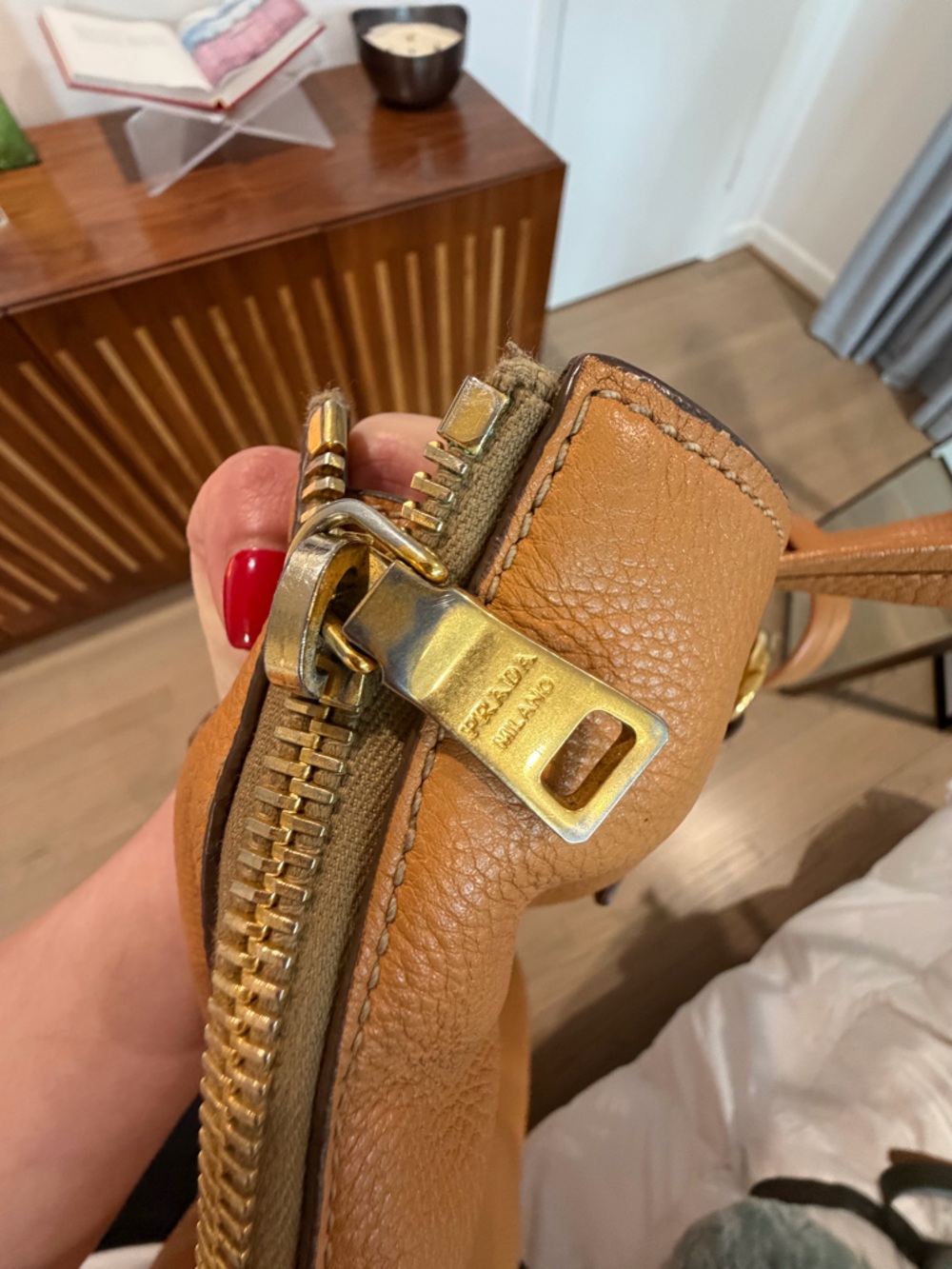 Prada Vitello Daino Leather Tote Shoulder Bag - Picture 8 of 11